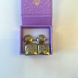 Gold plated comedy/ tragedy PiercedEarrings. High-quality.